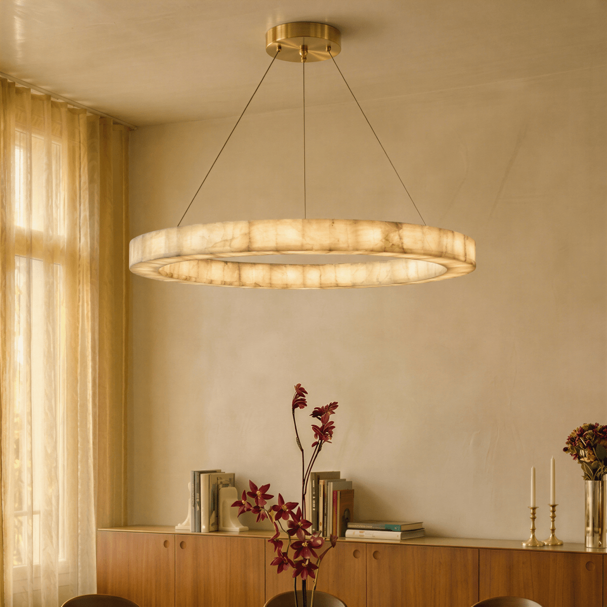 Teva Round Alabaster Chandelier - Residence Supply