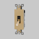 Brass toggle light switch with textured lever handle, modern design