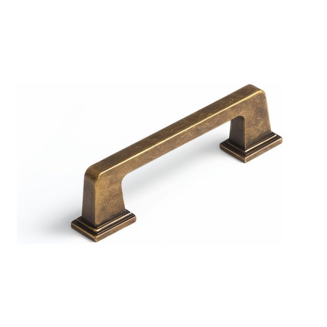 "A vintage brass pull bar made of high-quality brass with a sleek, modern rectangular design and a strong base for durability and a solid grip."