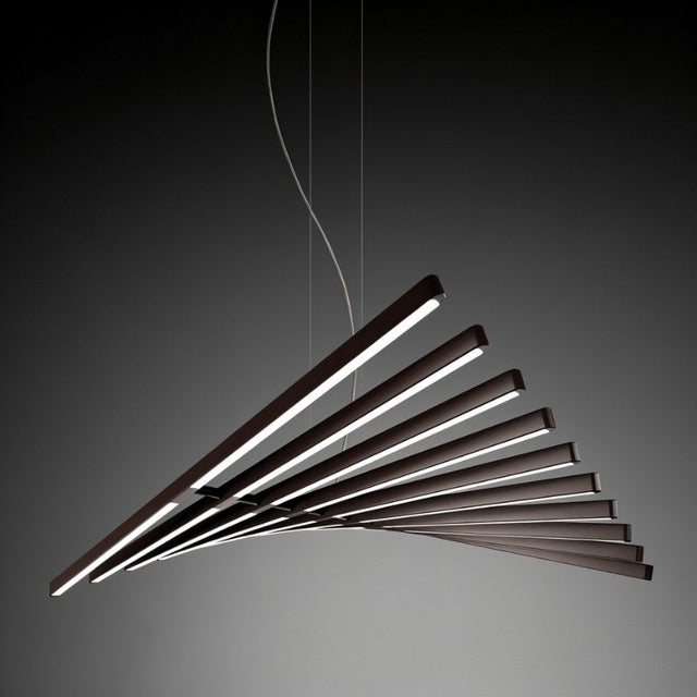 Waves Chandelier - Open Box with adjustable warm to cool white LED bars, suspended in a sculptural wave form for modern indoor lighting.