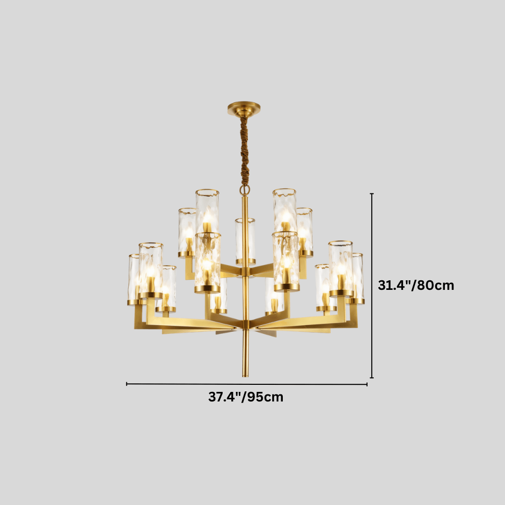 Wynlo Chandelier – 16-light copper chandelier, 95cm wide and 80cm high, ideal for grand interiors with bold lighting needs.