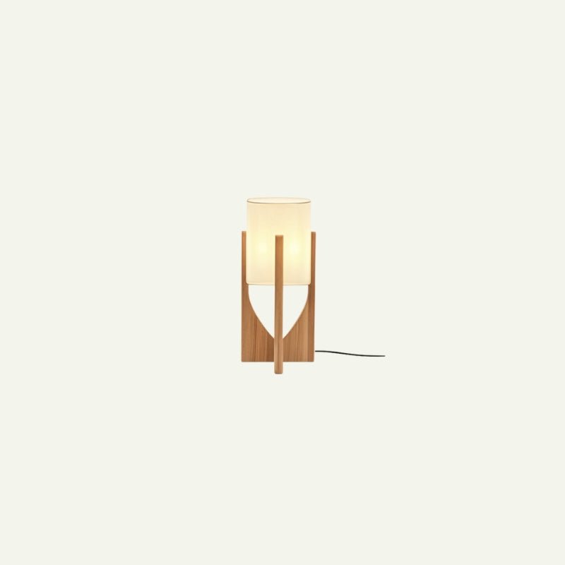 Zenic Lamp - Stylish Fabric and Wood Lighting Fixture small table version with round shade, ideal for compact ambient lighting.