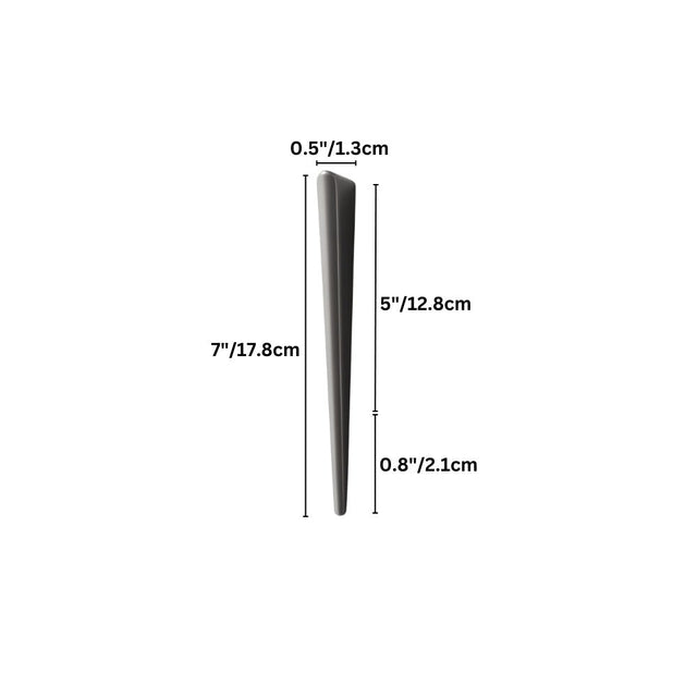 "A sleek, tapered zinc alloy pull bar with a geometric profile, shown with dimensions."