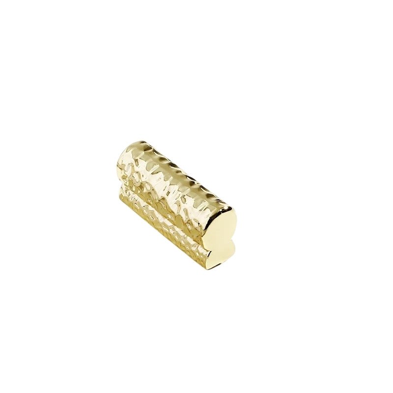 "Small gold hammered texture pull bar handle, suitable for contemporary cabinets and drawers."