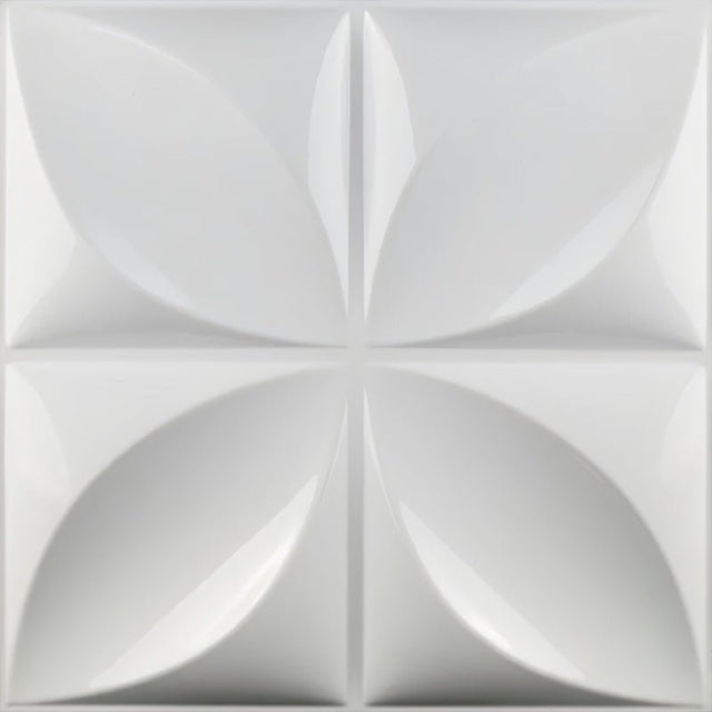 Zoban Wall Panel with 3D floral petal design in glossy white PVC finish, ideal for modern interior wall decoration.
