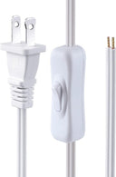 Plug with inline switch add-on in white, featuring a two-prong design, set against a plain white studio background.