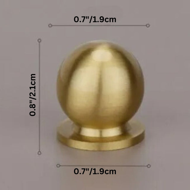 Leather brass cabinet knob Suro Knob Open Box with round gold finish, measuring 0.8 inches tall and 0.7 inches wide. Ideal for stylish furniture upgrades.