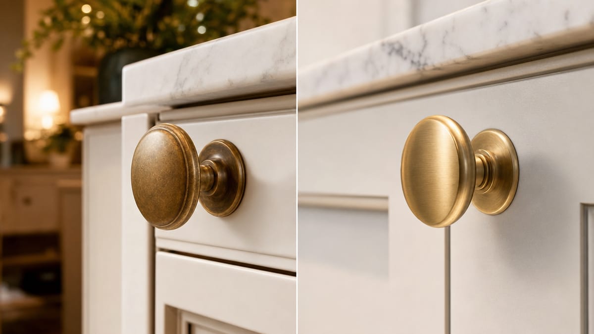 Antique Brass vs Brushed Brass Cabinet Knobs - Residence Supply