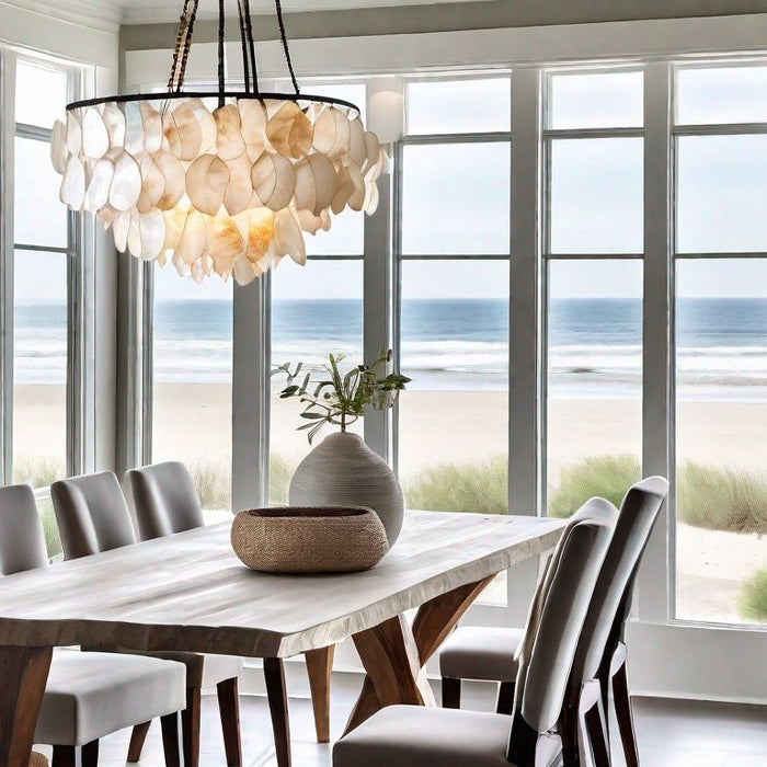 The Unique Charm of a Capiz Chandelier in Coastal Interiors - Residence Supply