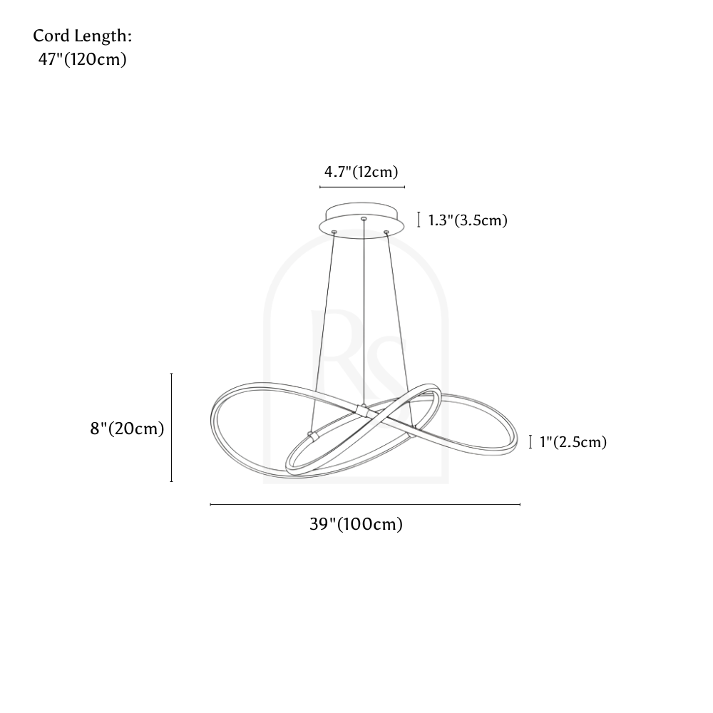 Zenya Chandelier line drawing 3
