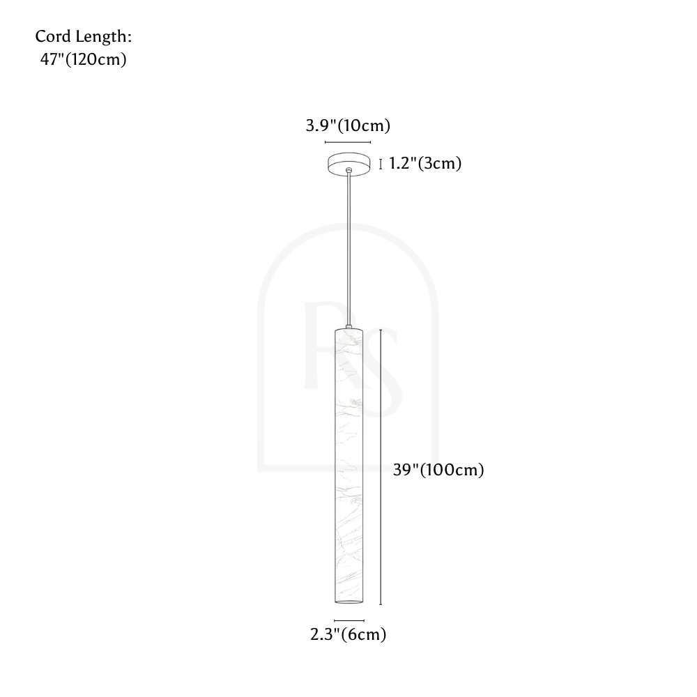 Sten Alabaster Pendant Light line drawing 6