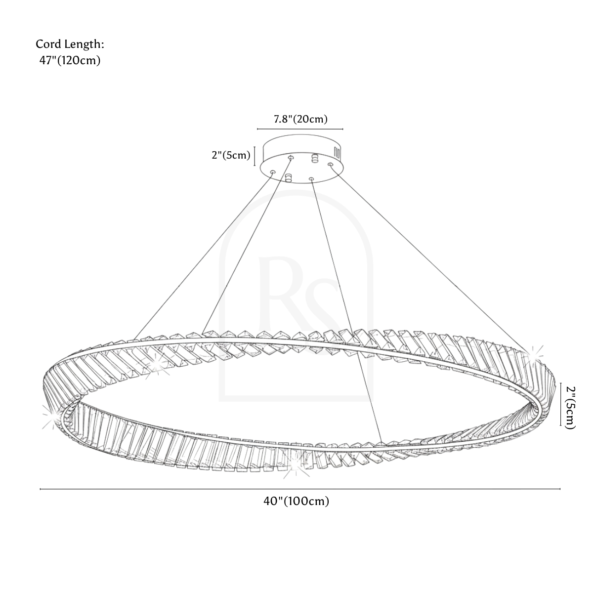 Tiwa Chandelier line drawing 4
