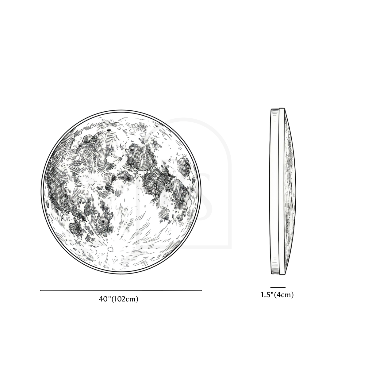 Astro Moon Wall Lamp Illuminated Art line drawing 5