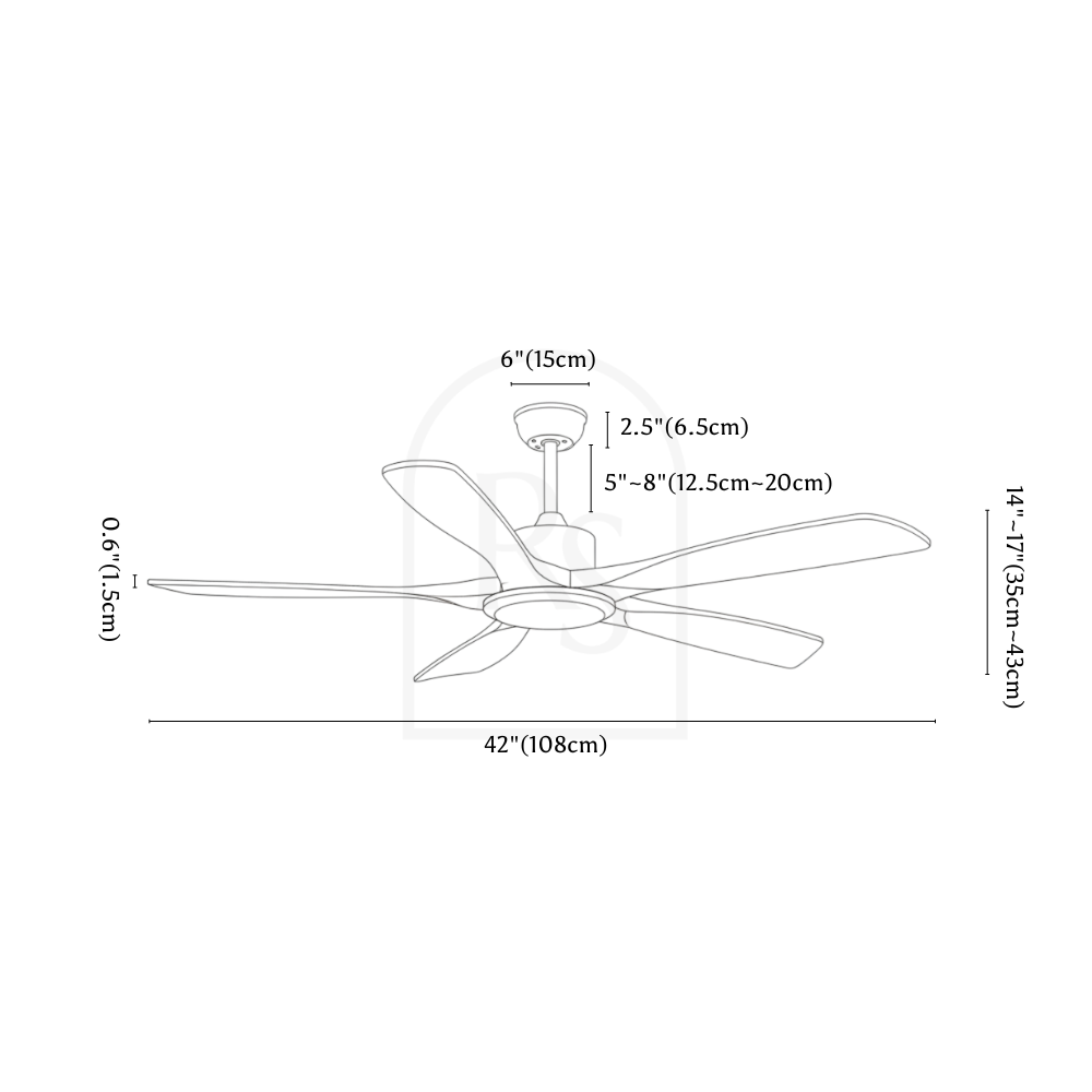 Ruha Ceiling Fan line drawing 1