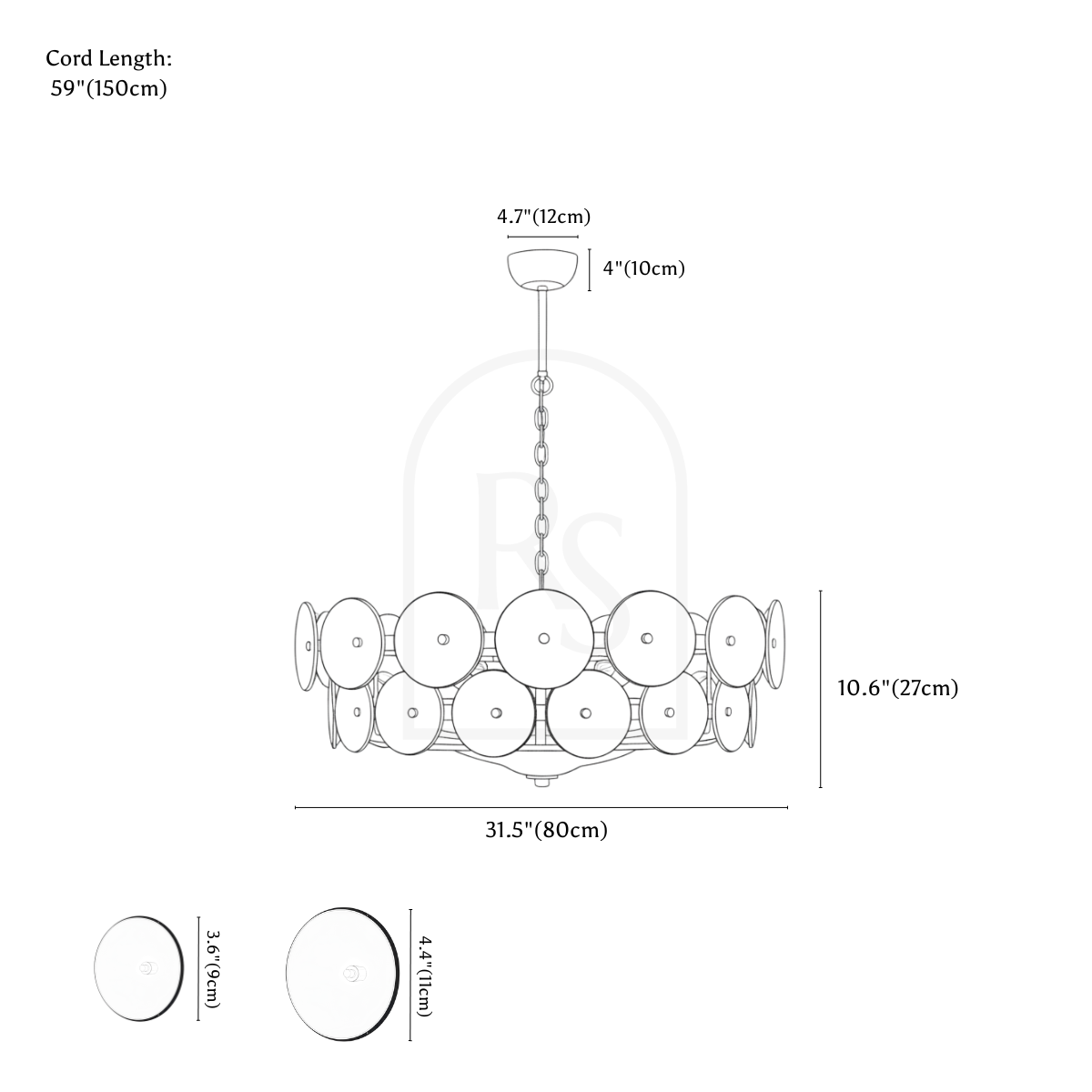 Wamble Chandelier line drawing 2