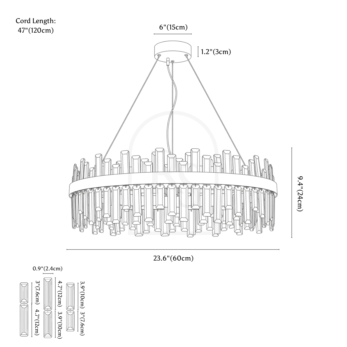 Zaffo Chandelier line drawing 1