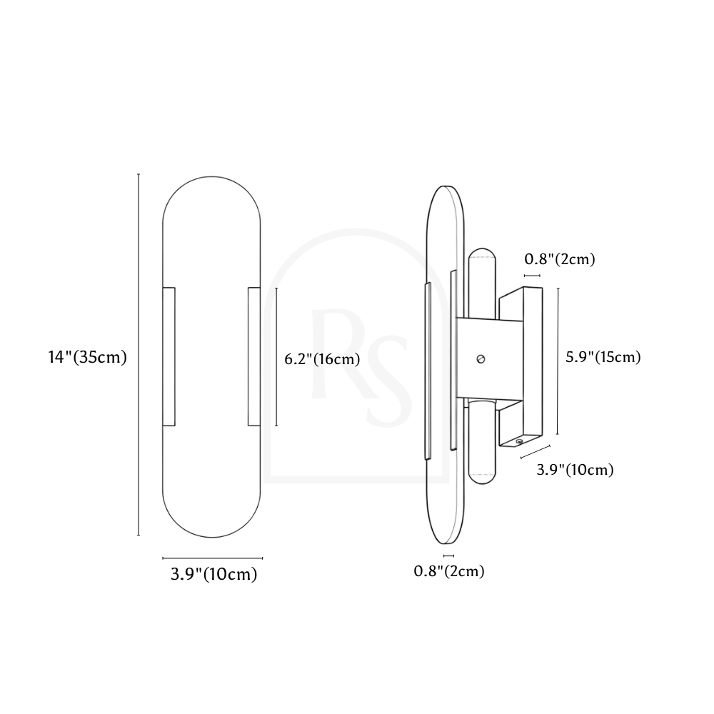 Cecelia Alabaster Wall Lamp line drawing 1