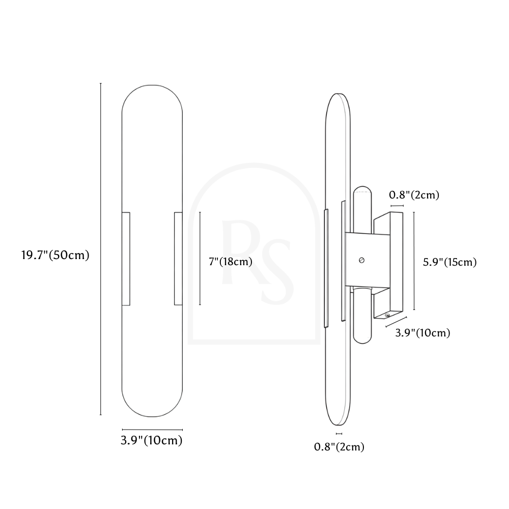 Cecelia Alabaster Wall Lamp line drawing 2