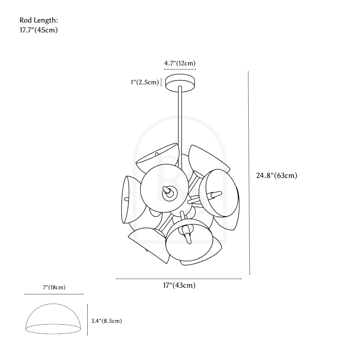 Voltix Chandelier line drawing 2