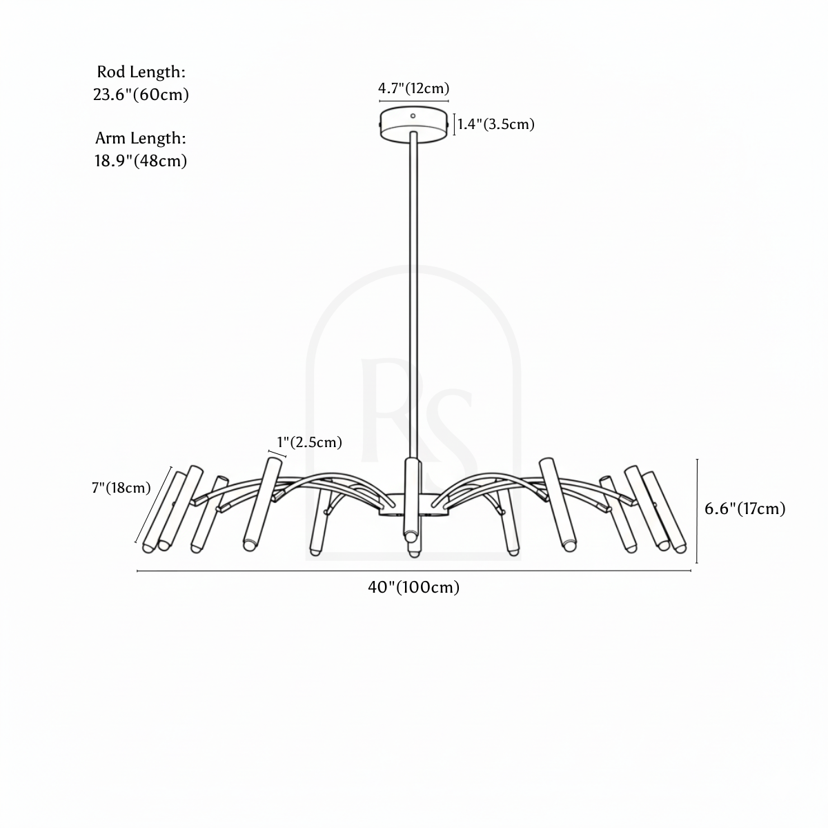 Funale Chandelier line drawing 2