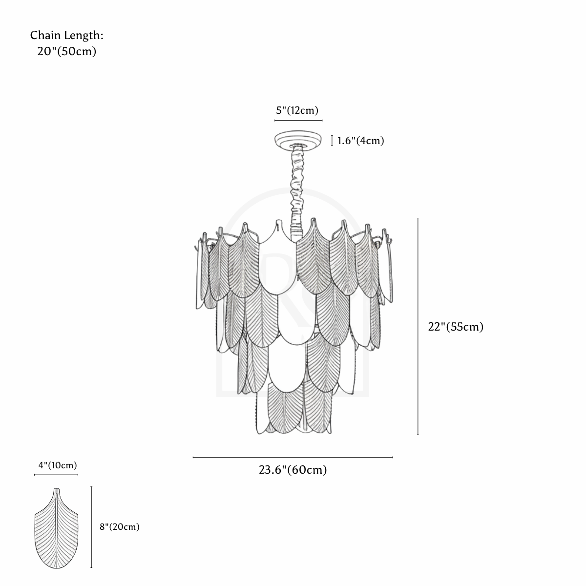 Mayur Chandelier line drawing 1