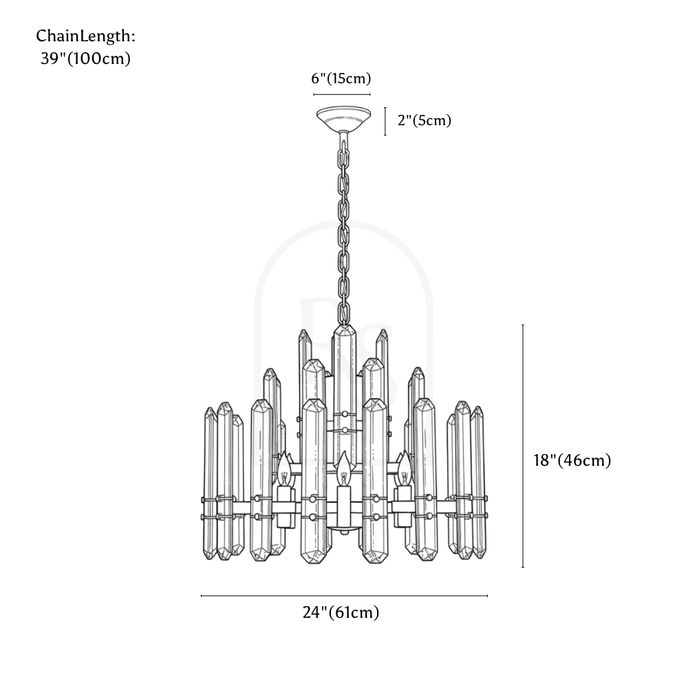 Prizma Round Chandelier line drawing 1