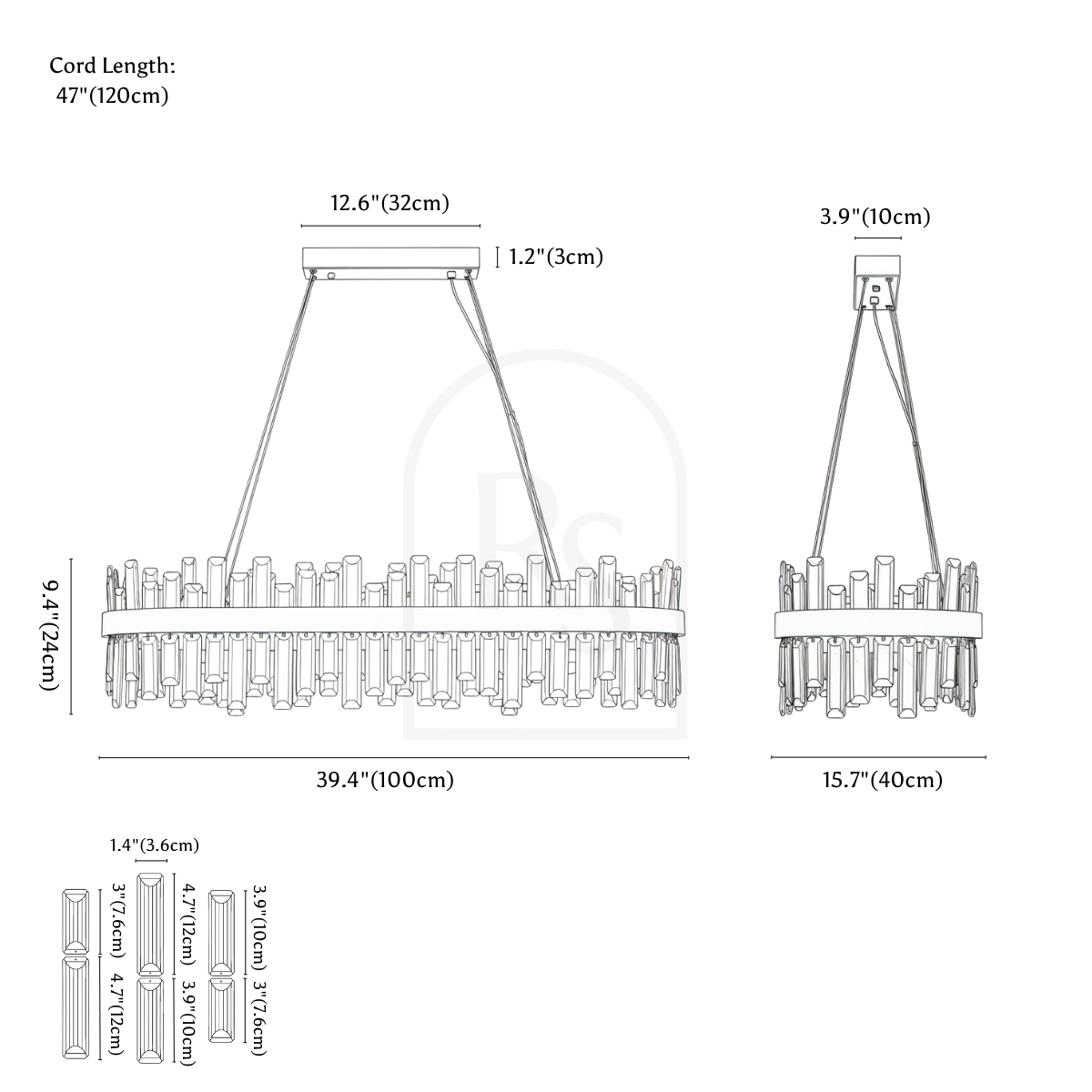 Zaffo Chandelier line drawing 4