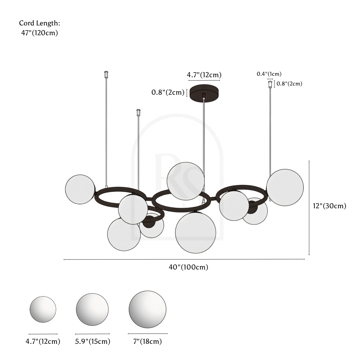 Lámpara de araña Lucienne line drawing 3