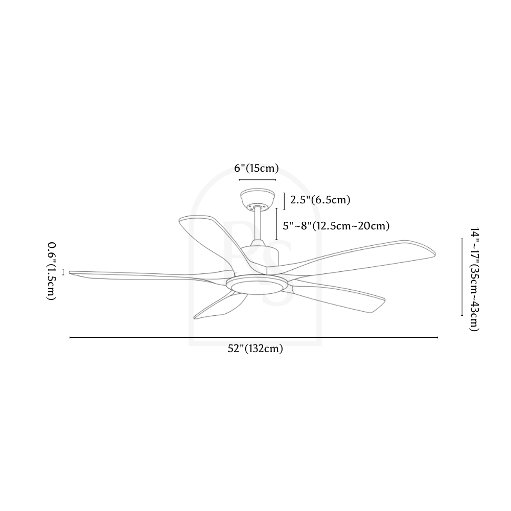 Ruha Ceiling Fan line drawing 2