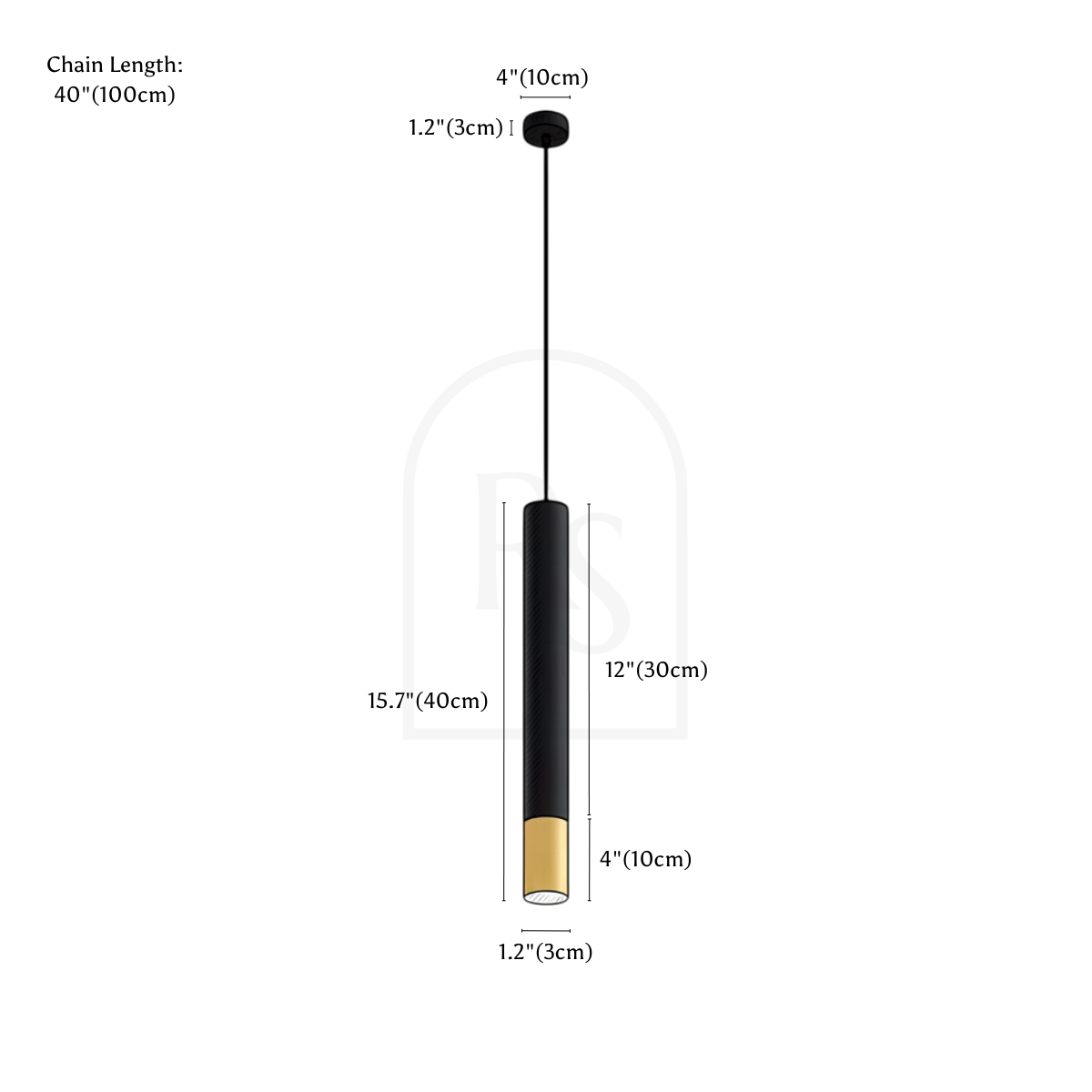 Stark Pendant Light line drawing 2