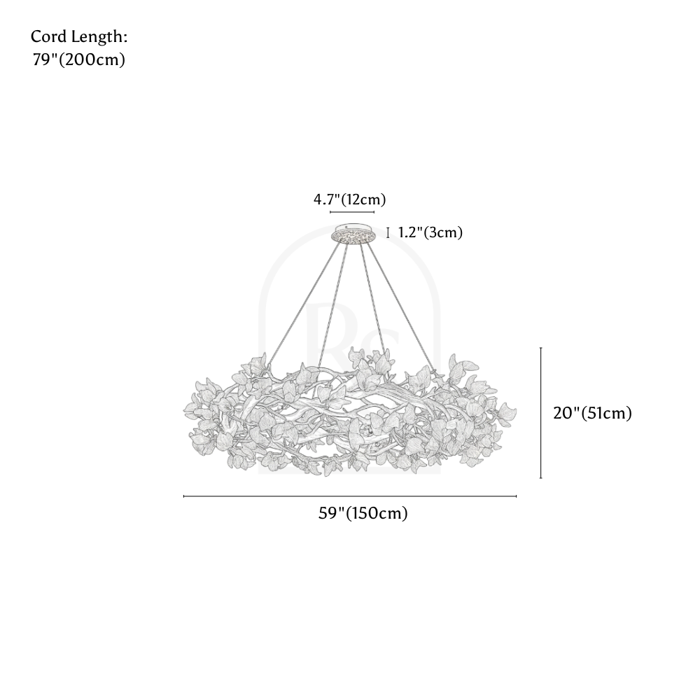 Petala Crystal Round Chandelier line drawing 4