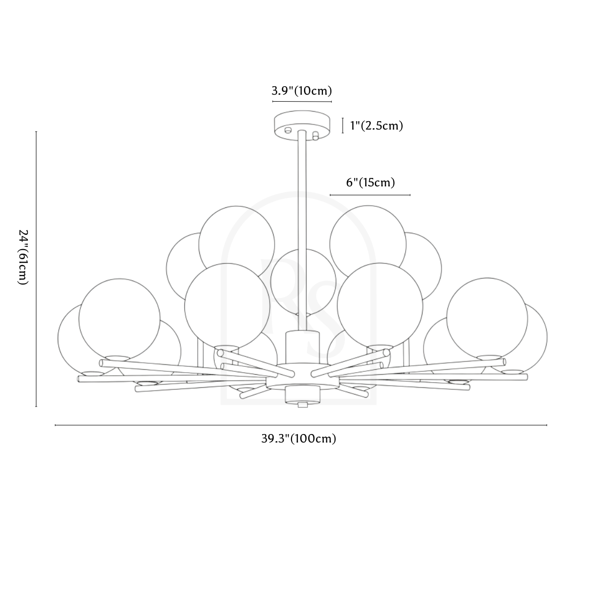 Ascen Chandelier line drawing 6