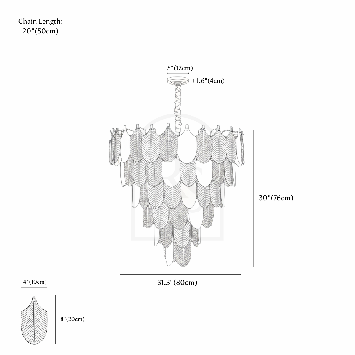 Mayur Chandelier line drawing 2