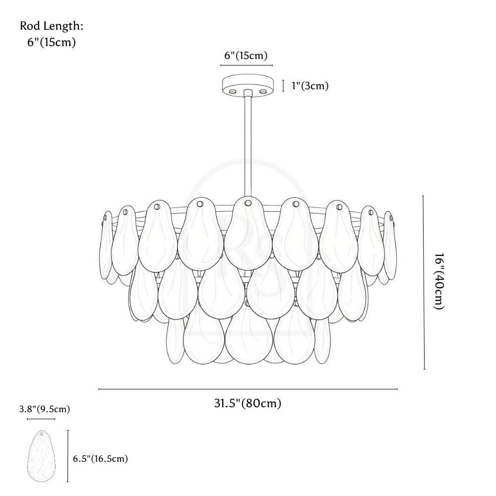 Yagla Chandelier line drawing 2