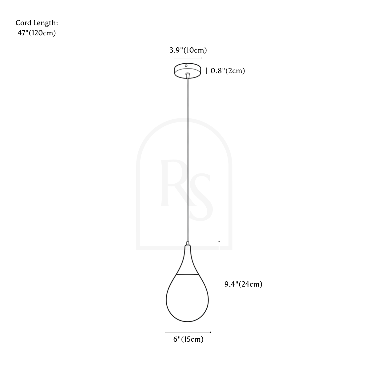 Lacrima Alabaster Pendant Light line drawing 1