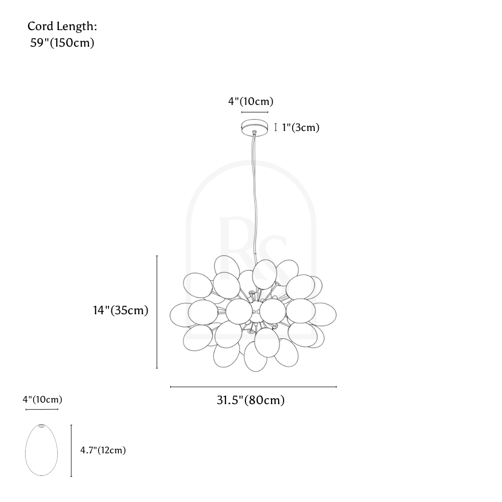 Vitis Chandelier line drawing 2