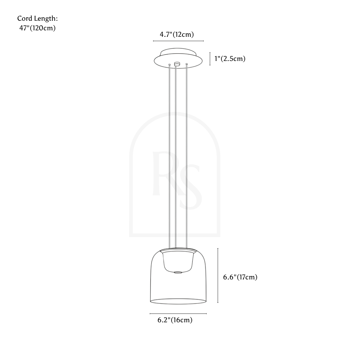 Omnira Pendant Light line drawing 1