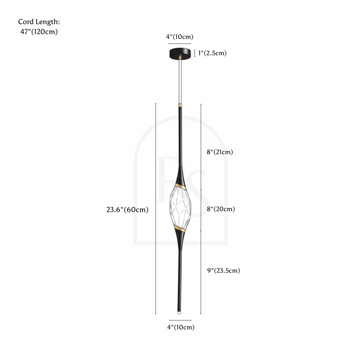 Romilly Pendant Light line drawing 1