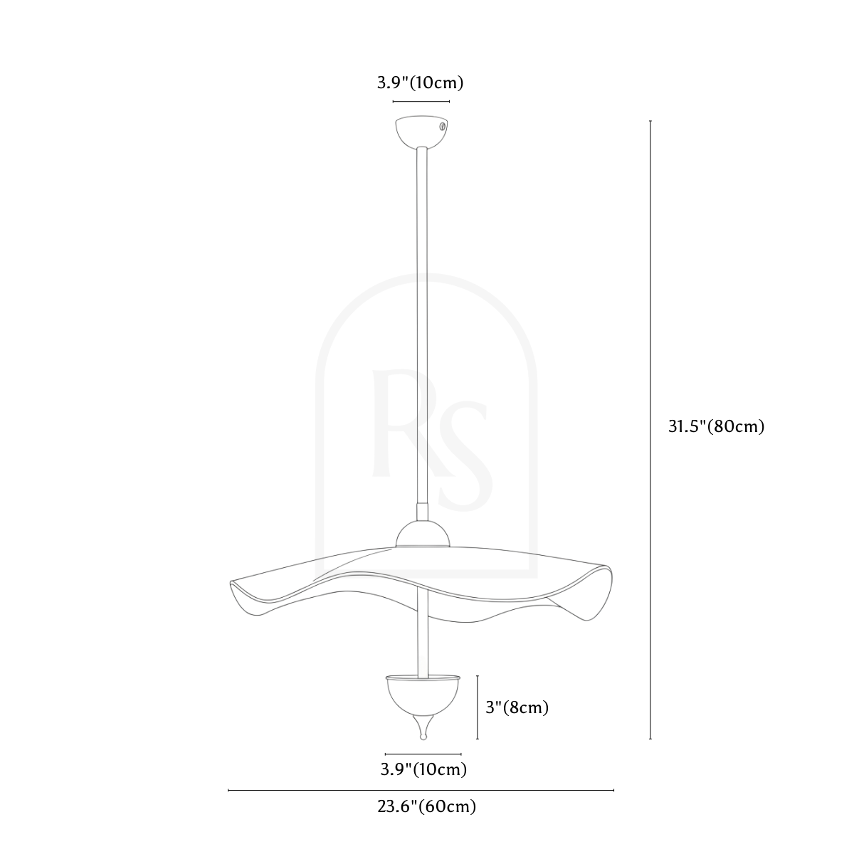 Gild Pendant Light line drawing 2