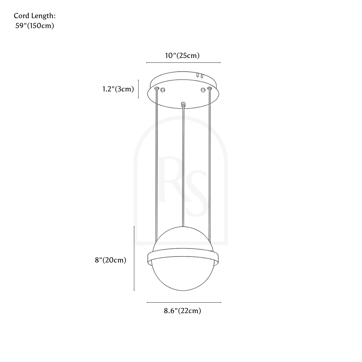 Ratina Pendant Light line drawing 1