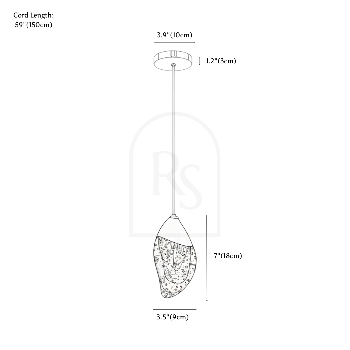 Petal Pendant Light line drawing 1