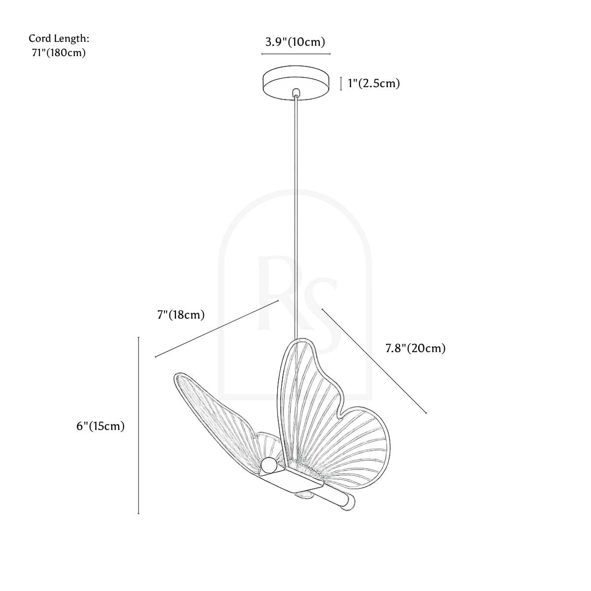 Lámpara colgante Rhopalocera line drawing 1