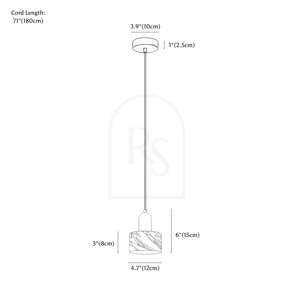 Krevon Pendant Light line drawing 1