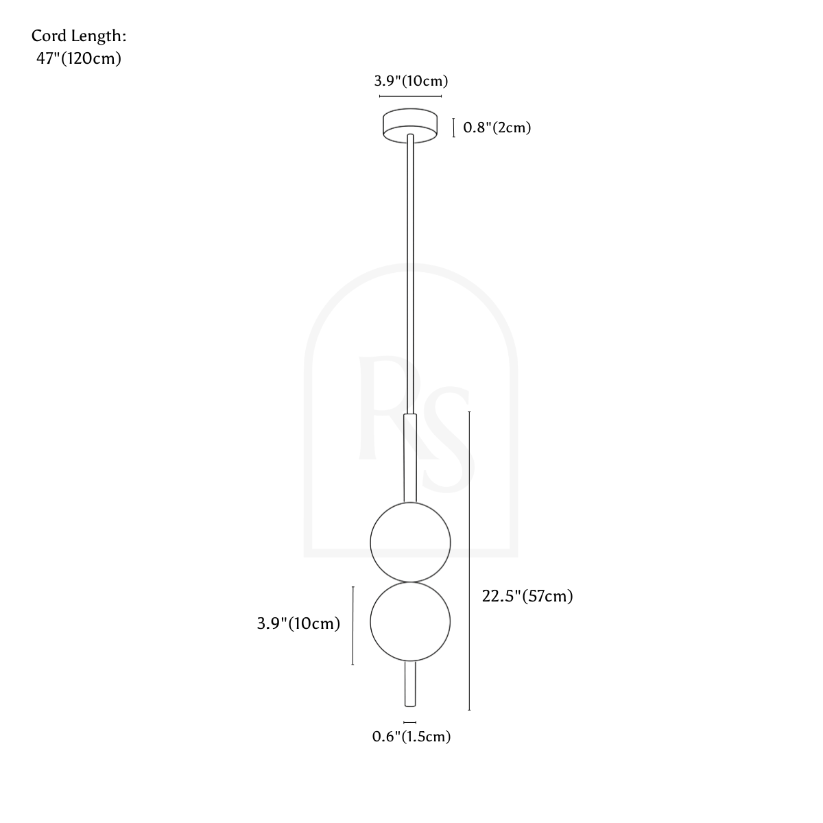 Afzal Pendant Light line drawing 2