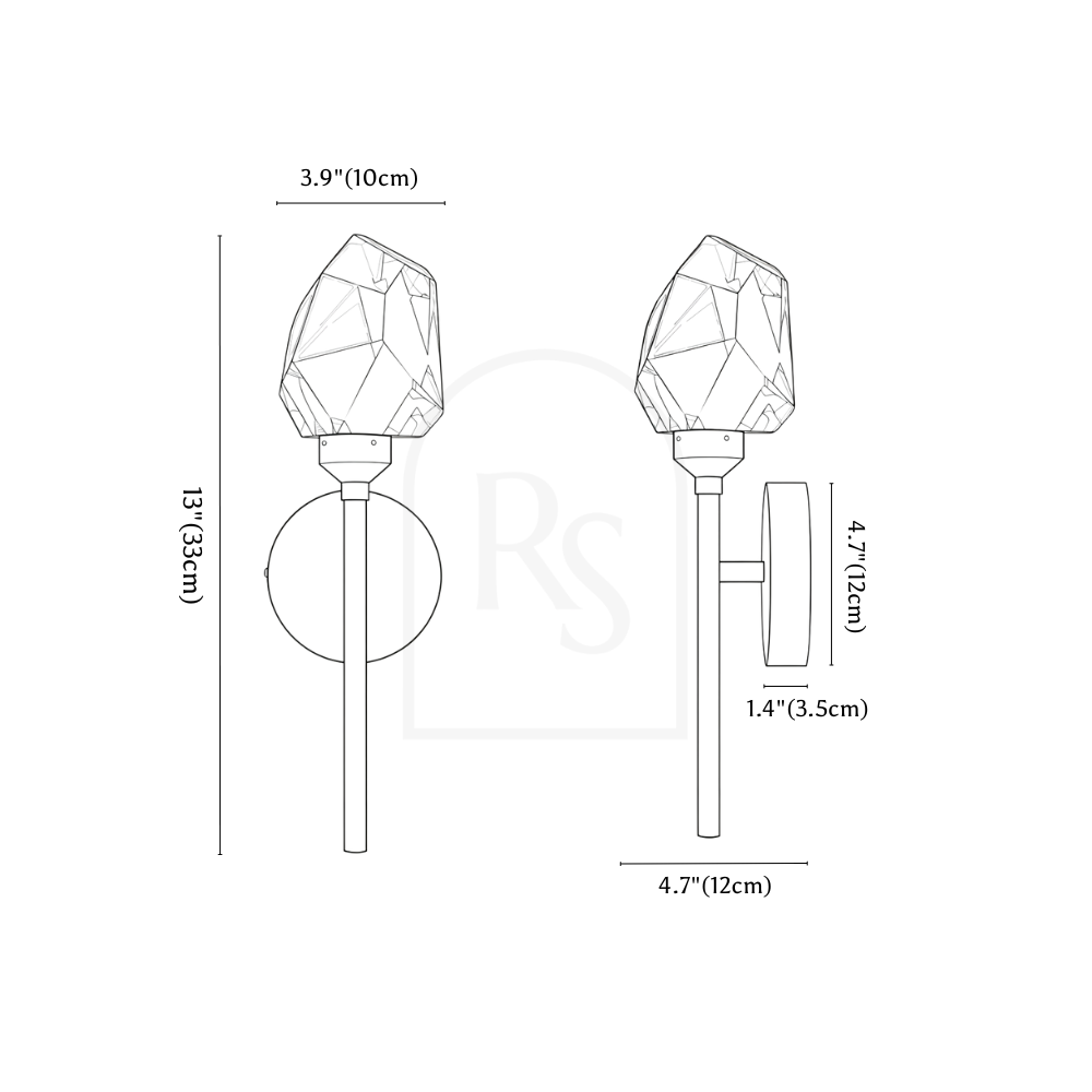 Cristal Wall Lamp line drawing 2