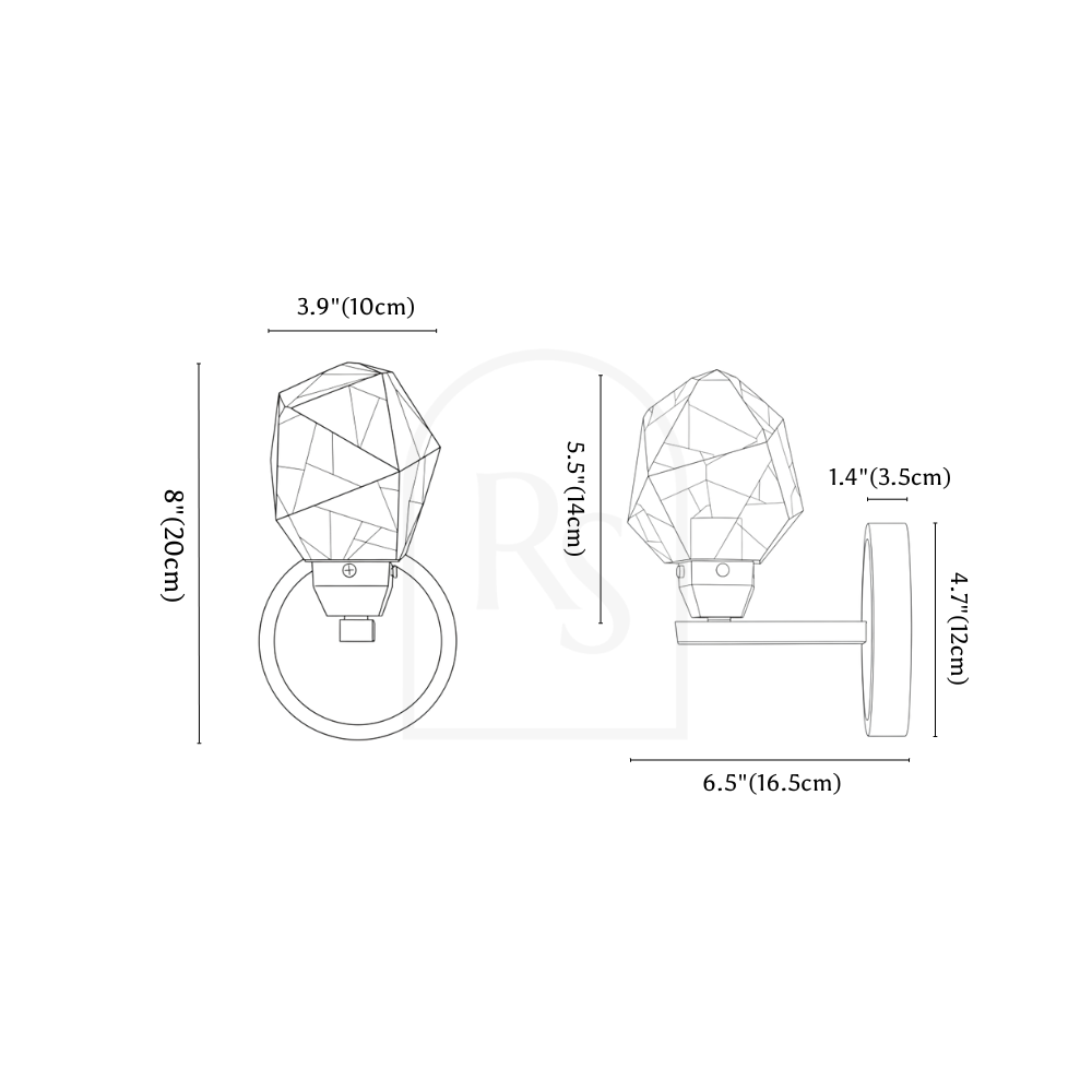 Cristal Wall Lamp line drawing 1