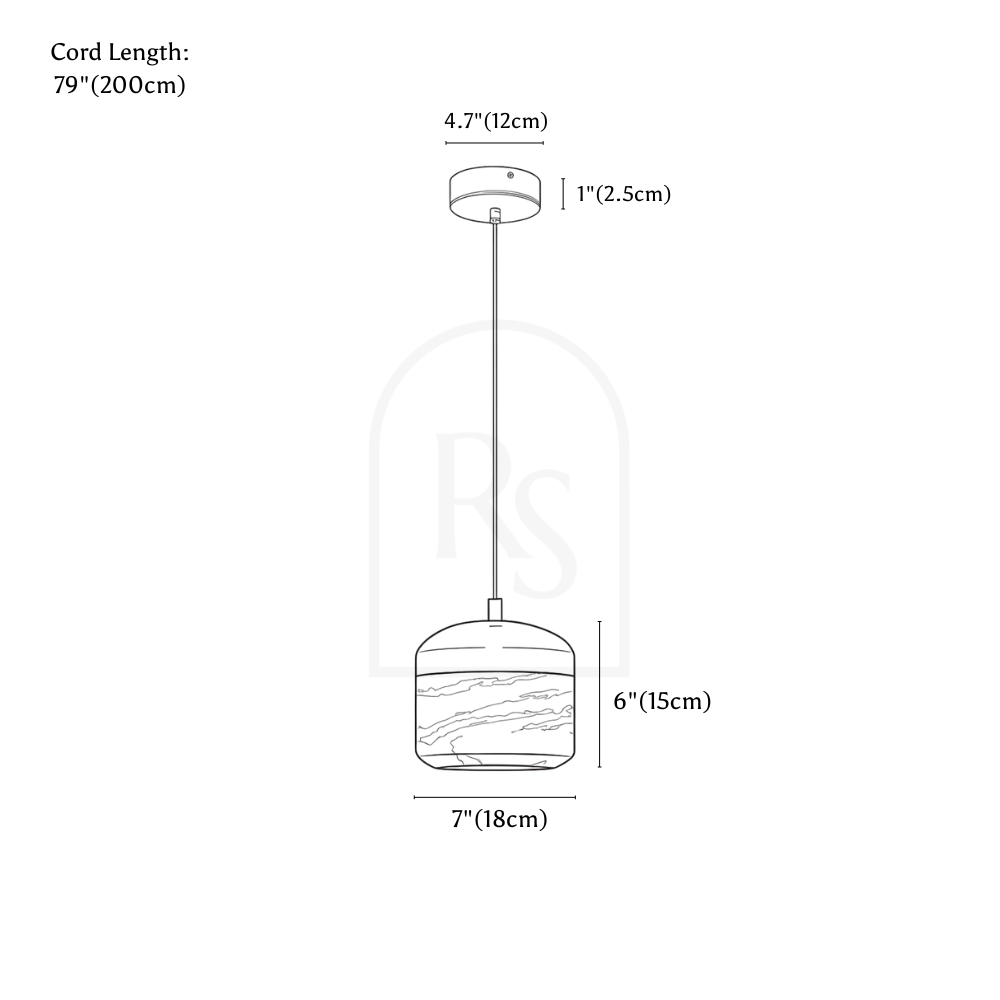 Asta Alabaster Pendant Light line drawing 1