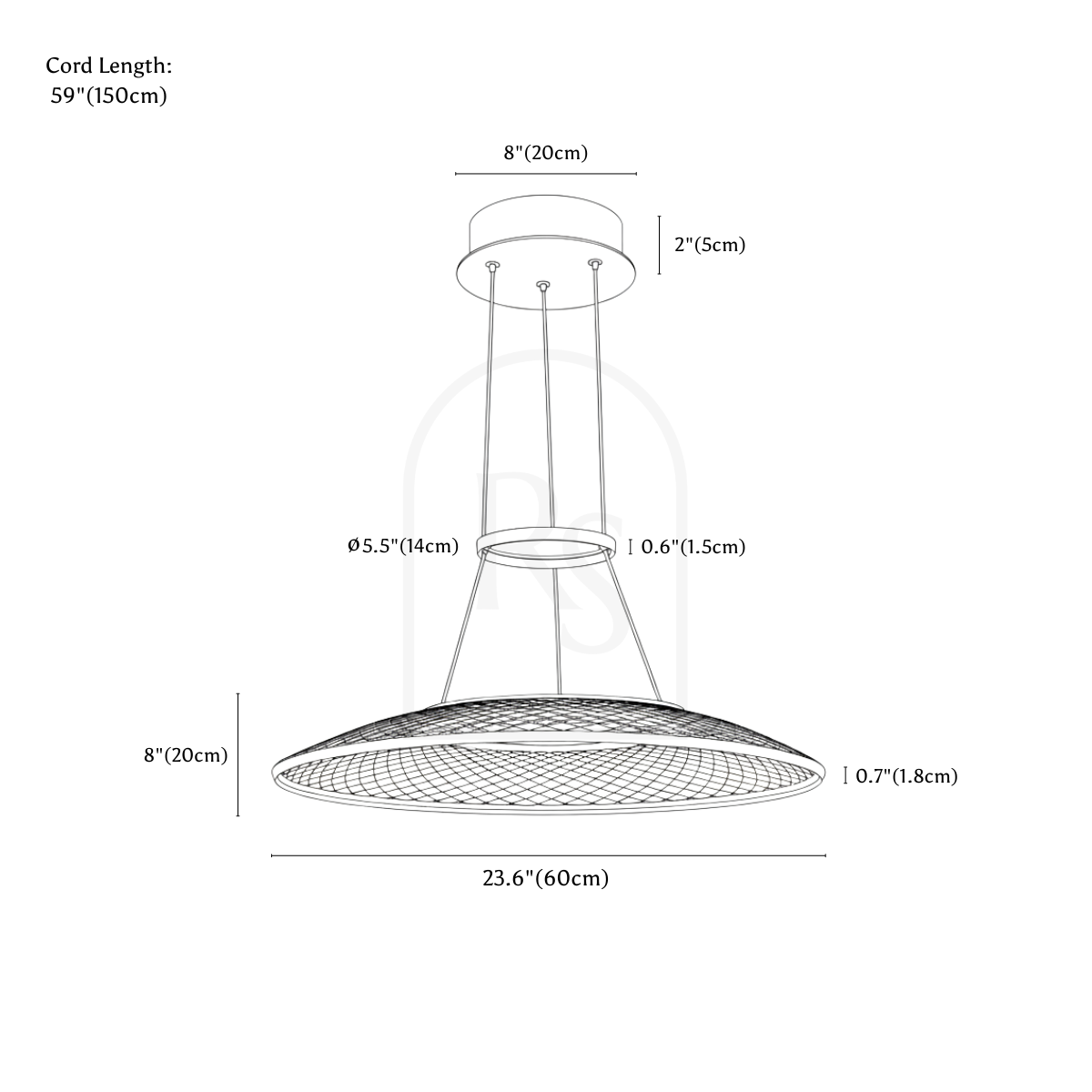 Eleanora Chandelier line drawing 1