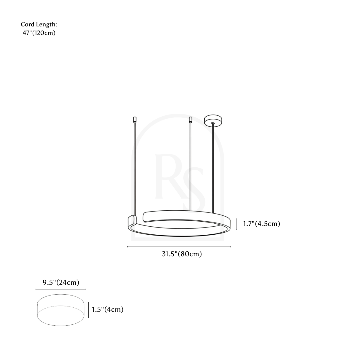 Halo Chandelier line drawing 3