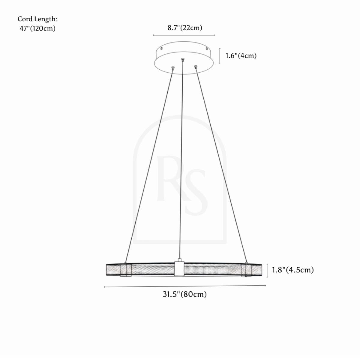 Uriah Chandelier line drawing 2